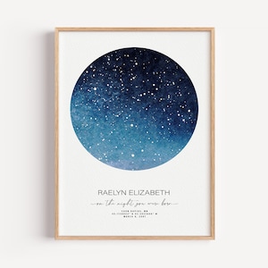 Custom Star Map Print, Night You Were Born, New Baby Gift, Stars The Night Sky, Stars Above Map Poster, Wedding Constellation Gift