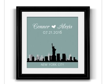 Personalisiertes Hochzeitsgeschenk | Verlobung Geschenk für Paar | Geschenk für Sie und Ihn | Skyline Print Verlobung Geschenk | Geschenk für sie Skyline