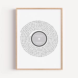 Custom Song Lyrics Print, Personalized Music Poster, Customizable Music Gift, Vinyl Lyric Poster, Wedding Anniversary Gift Digital Download