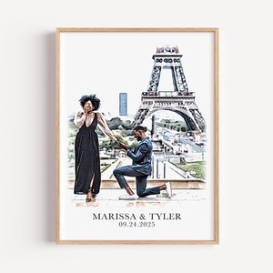 Couple Proposal Portrait, Custom Portrait From Photo, Engagement Gift, Gift for Couples, Anniversary Gift for him, Watercolor Painting
