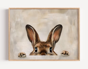 Vintage Easter Bunny Print: Muted Cottagecore Rabbit Art (Digital Download)