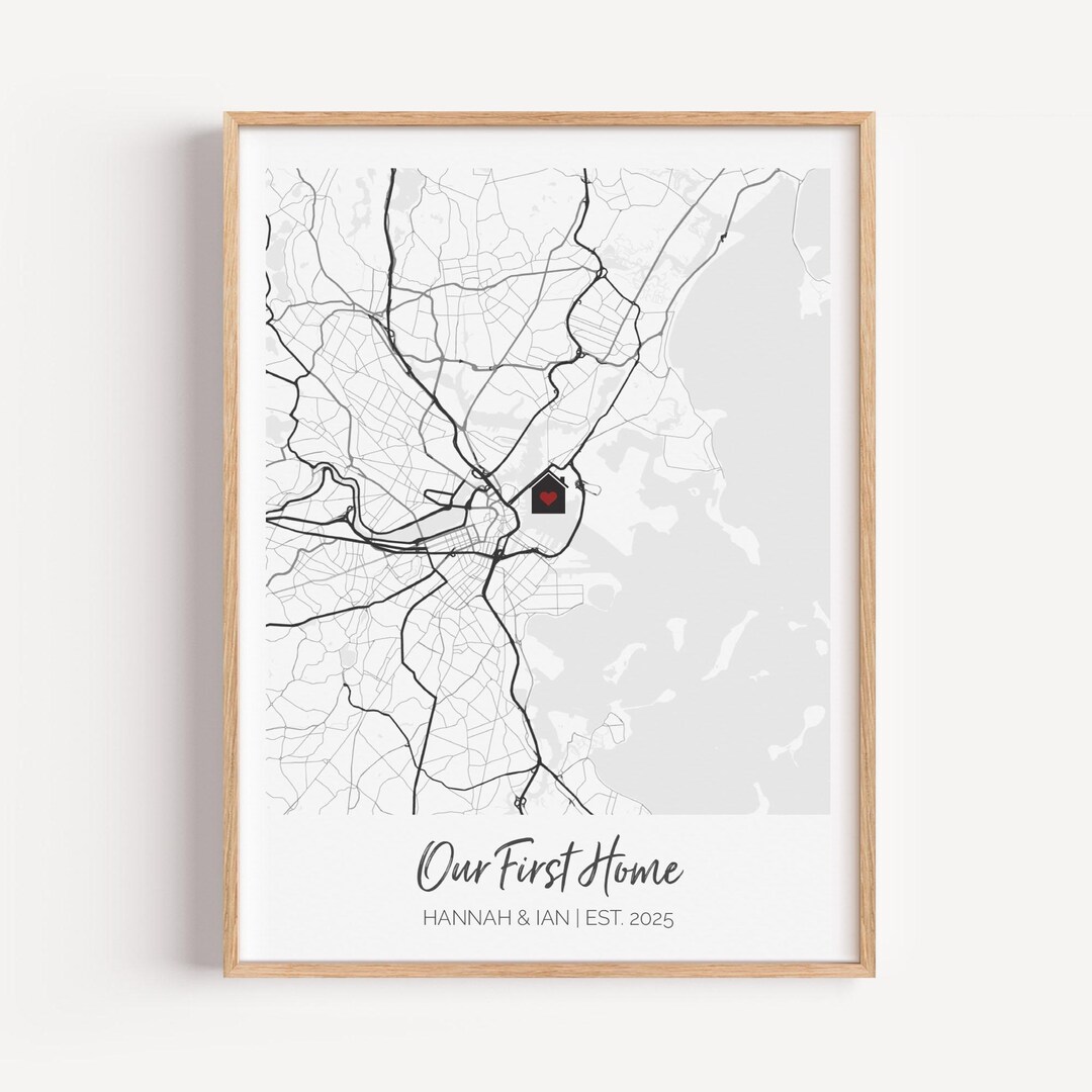 Custom Home Map, First Time Home Buyer, Personalized Housewarming Gift ...