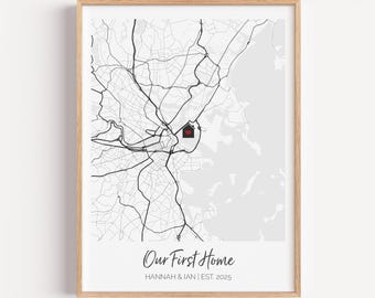 Custom Home Map, First Time Home Buyer, Personalized Housewarming Gift, First Home Gift Map, Our First Home, Our Home Map, Gift from Realtor
