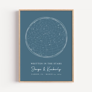 Póster personalizado con mapa estelar de constelación: el cielo nocturno enmarcado, aniversario, boda, bebé, cumpleaños, descarga instantánea, idea de regalo de último momento