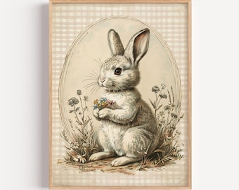 Vintage Rabbit Sketch Print: Rustic Easter Farmhouse Decor (Digital Download)