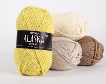 Worsted wool yarn DROPS Alaska - Aran weight yarn - Classic wool - Winter yarn for hats, mittens, sweaters - Pure wool yarn - 50 g - 70 m