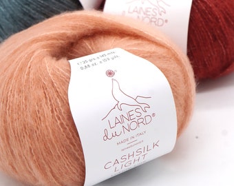 Cashmere, silk and merino wool yarn Laines du Nord Cashsilk Light - Lightweight Italian knitting yarn - Soft yarn - Noble fibers yarn - 25 g