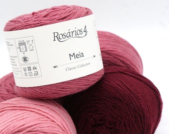 Sock yarn knitting yarn Rosarios4 Meia, merino wool and polyamide blend for knitting soft, thin and durable socks, yarn for sock knitting