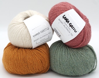 Knitting yarn Lana Gatto Baby Alpaca 70, a mix of alpaca wool and merino wool, soft and lightweight high quality Italian yarn