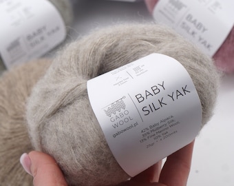 Zacht en lichtgewicht breigaren Gabo Wool Baby Silk Yak - Moerbeizijde, baby-alpaca, merinowol, yakwol - Kantgewichtgaren, 25 g