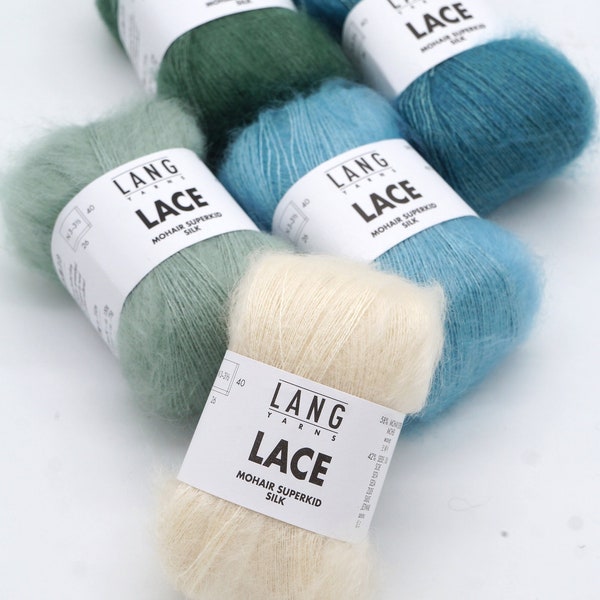 Fil à tricoter mohair de soie LANG YARNS LACE - Fil de mohair et de soie luxueux, brillant et doux - Fil de dentelle léger - 25 g - 310 m / 339 yds