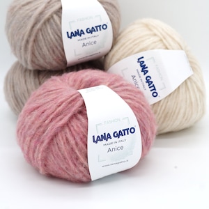 Knitting yarn Lana Gatto Anice, soft and lightweight baby alpaca, wool and cotton yarn from collection inspired by the world of spices