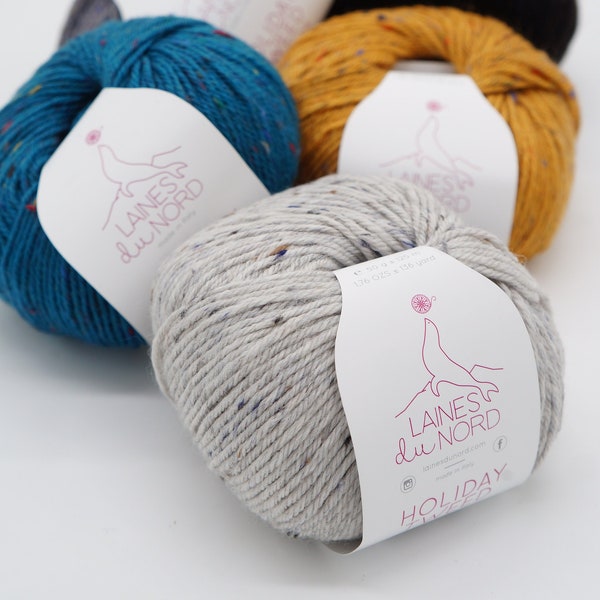 Strickgarn Laines du Nord Holiday Tweed - Eine Mischung aus Wolle, Polyacryl, Viskose - Weiches Garn - DK Garn - 50 g - 125 m / 136 yds