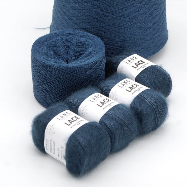 Une combinaison de fils luxueux - Luxueux fil de soie et de mohair Lang Yarns Lace + fil conique italien doux laine mérinos Lana Gatto Harmony