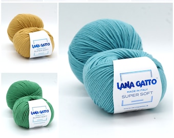NEW COLOURS - Merino wool yarn Lana Gatto Super Soft - High quality Italian knitting yarn - Soft and pleasant merino wool yarn