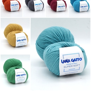 NEW COLOURS - Merino wool yarn Lana Gatto Super Soft - High quality Italian knitting yarn - Soft and pleasant merino wool yarn