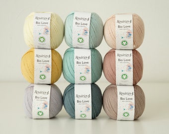 Bio Baumwolle von Rosarios4 Bio Love, 100% Bio Baumwolle, Strickgarn, Häkelgarn, GOTS zertifiziert, Amigurumi Garn