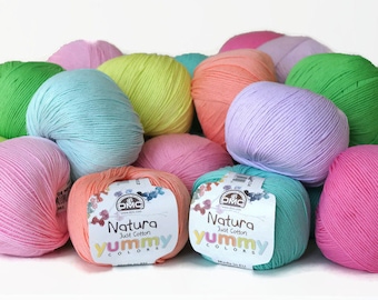Crochet yarn, cotton yarn, DMC Natura Just Cotton yarn, Yummy Colours, Knitting yarn, Amigurumi yarn, Crochet thread, Combed cotton, yarn