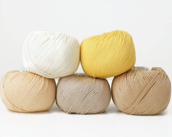 Filato di cotone, filato DMC Natura Just Cotton, un set di 5 gomitoli, filato amirgurumi, filo per uncinetto, filato per maglieria, filo per maglieria, filo per uncinetto