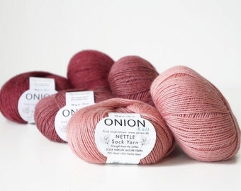 Knitting yarn NETTLE Sock Yarn from Onion Knit, 100% natural sock yarn in a mix of superwash wool and nettle fibers