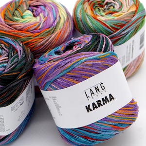 Lang Yarns Karma cotton, viscose, acrylic and linen knitting yarn, cotton yarn, summer yarn with a subtle sheen and drape, 100 g - 311 yds