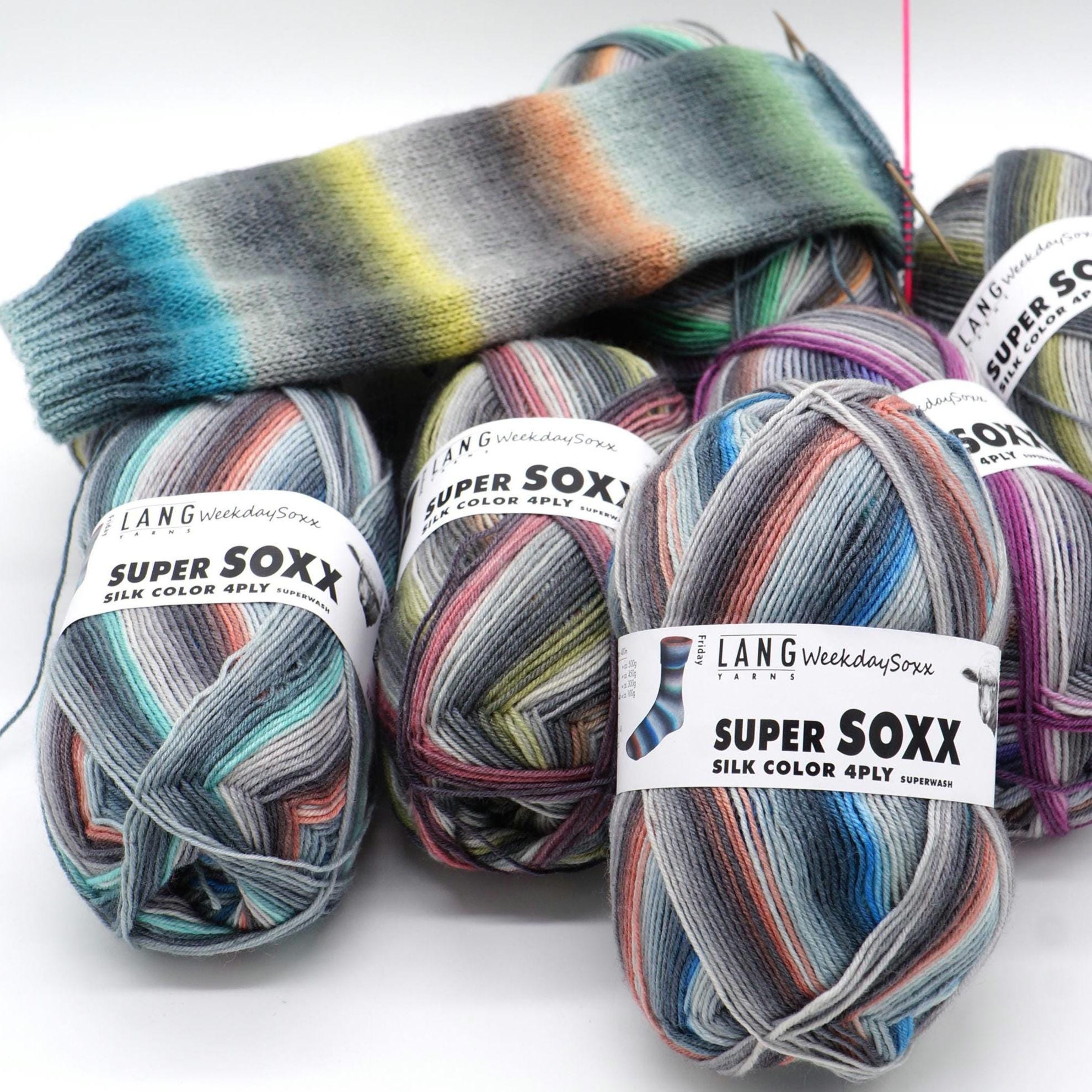 Sock Yarn Lang Yarns Super Soxx Color Silk 4ply, Superwash Wool