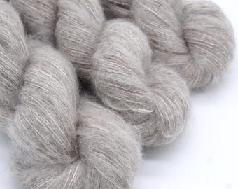 Hilo de lana de alpaca bebé, seda, merino yak sin teñir, hilo de punto de encaje suave, 50 g