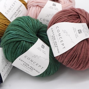 Merino yarn Cotton yarn Knitting yarn Concept by Katia Cotton-Merino Volume, soft yarn, textured thick and thin yarn,  50 g - 109 yds