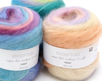 Hilo Rico Design Super Kid Mohair Silk Print – Grosor suave para encaje, 50 g/375 m