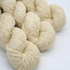 Undyed yarn Silk Baby alpaca Merino wool Stellina Yarn for dyeing Knitting yarn with tiny boucle slubs and subtle sparkle, 100 g - 1071 yds.