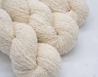 Undyed Mulberry Silk and Merino Wool Boucle yarn for dyeing and knitting, 100 g