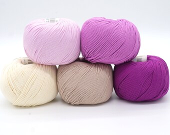 A set of 5 balls of cotton yarn DMC Natura Just Cotton - Knitting yarn, crochet yarn - Amigurumi yarn - Fingering weight yarn, 50 g - 155 m