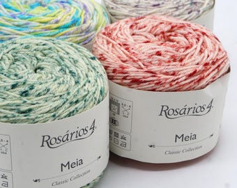 Rosarios4 Meia Print Knitting Yarn for socks, Variegated Merino Wool Blend