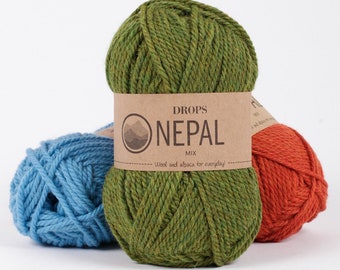 Worsted alpaca and wool knitting yarn DROPS Nepal - Aran weight wool yarn - Winter yarn for hats and sweaters - 50 g - 75 m / 82 yds