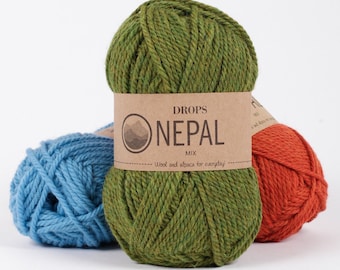 Worsted alpaca and wool knitting yarn DROPS Nepal - Aran weight wool yarn - Winter yarn for hats and sweaters - 50 g - 75 m / 82 yds
