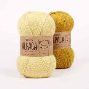 Fio de lã de alpaca DROPS - Fio de tricô superfino de peso esportivo de alpaca - Fio de lã macio, leve e quente, 50 g - 167 m / 183 jardas