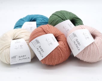 Alpaca knitting yarn Gabo Wool Baby Alpaca - Extremely soft and comfortable wool yarn - Delicate to the touch - Aran weight, 50 g - 122 yds