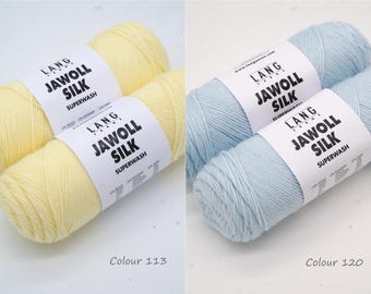 Sock yarn LANG YARNS Jawoll Silk, A blend of wool and silk, soft superwash knitting yarn for socks, Sock weight yarn, 50 g