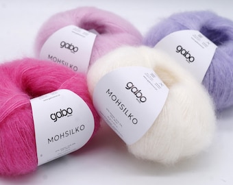 Gabo Wool MOHSILKO mohair, silk, merino wool knitting yarn with fuzzy halo, lace weight, 25 g