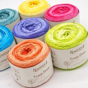 Cotton yarn Rosarios4 Troca-Tintas Knitting yarn Gradient yarn Degrade yarn Crochet yarn Ombre yarn Soft cotton Vegan yarn, 100 g - 349 yds
