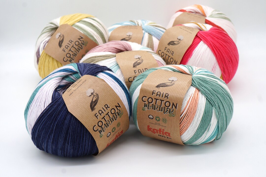 Knitting yarn Katia Fair Cotton Mariner, organic cotton, crochet yarn, 200  g