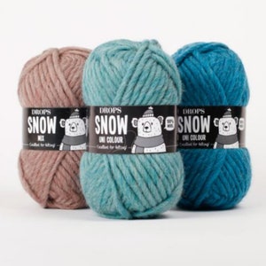 Grovt ullgarn Grovt garn DROPS SNOW, ESKIMO Stickgarn Grovt ullgarn för tovning Stort garn Virkgarn Vintergarn, 50 g - 54 yards