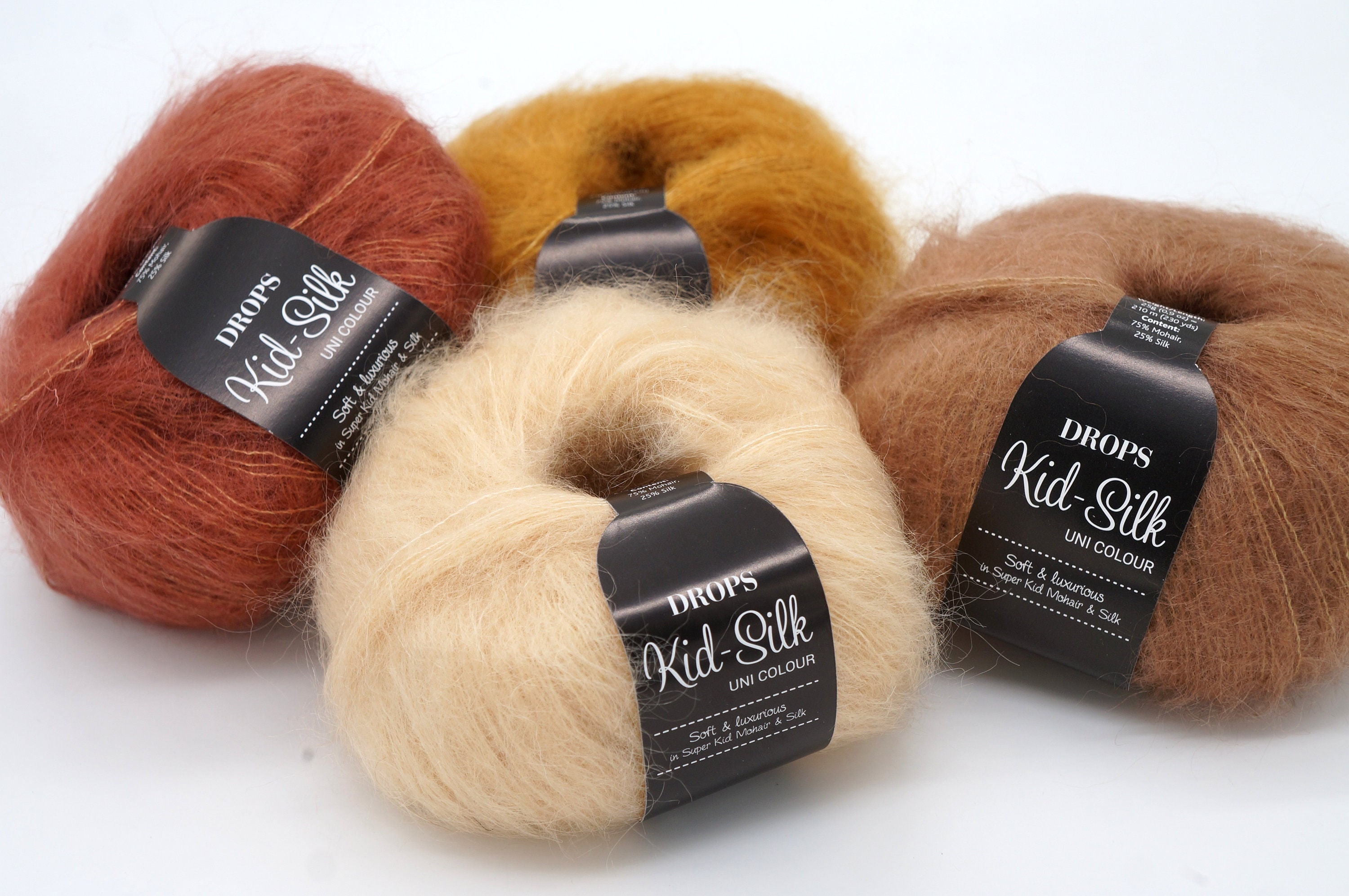 Kid Mohair and Silk Yarn, DROPS kid silk, 0.9 Oz, Lace yarn, Many colors