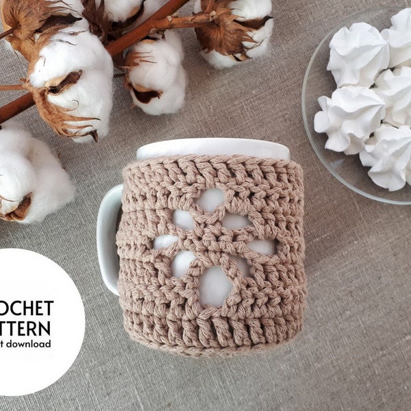 CROCHET PATTERN Cup cozy pattern Mug Cozy Crochet Pattern pdf Reusable Cup Warmer Crochet DIY Gift Cup Sleeve pattern Easy Crochet Pattern