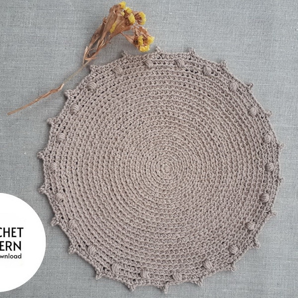 CROCHET PATTERN Round placemat tutorial DIY crochet tablemat Kitchen set Crochet pattern pfd Crochet doily pattern Cotton placemat pattern