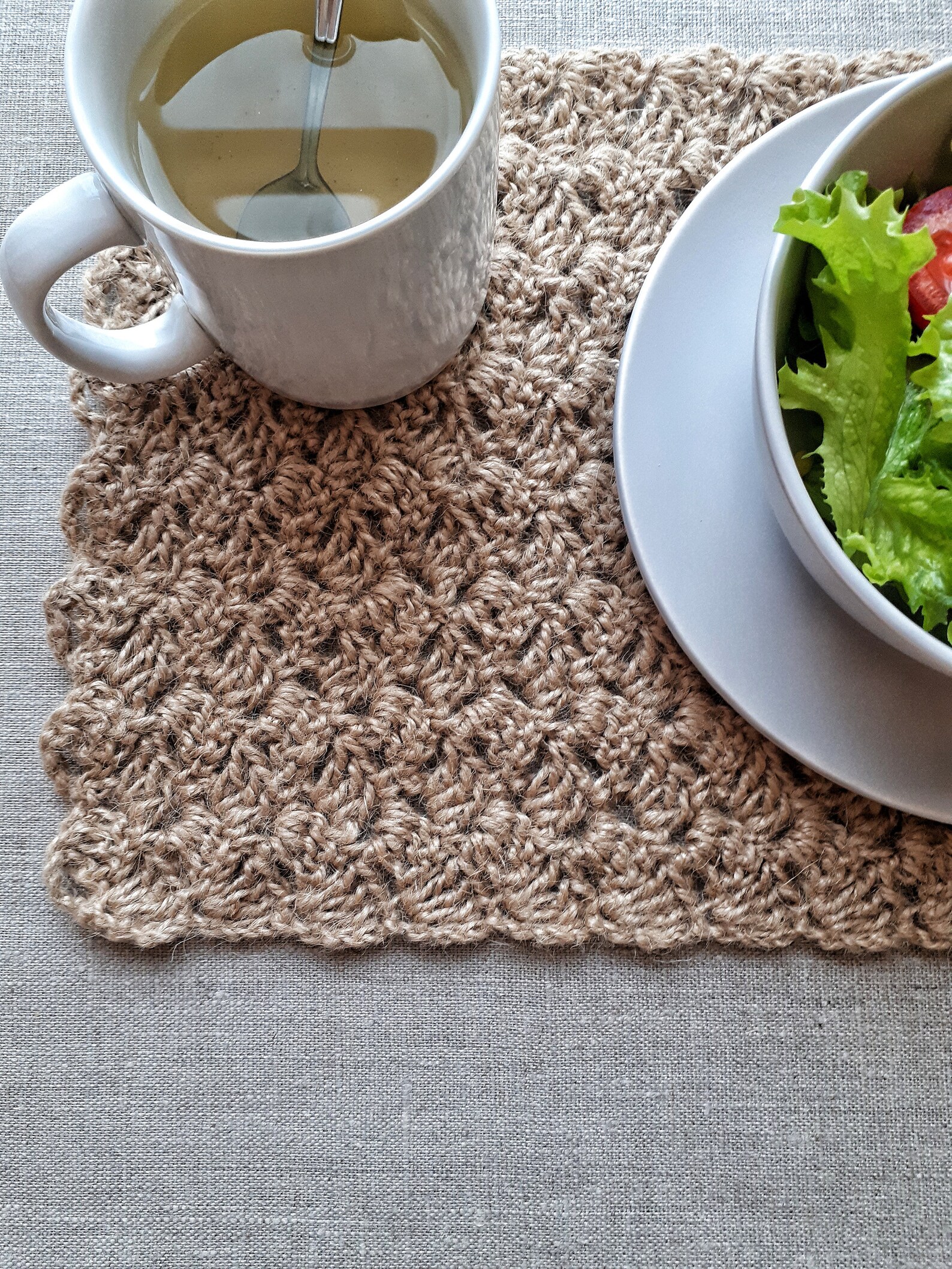 CROCHET PATTERN Table Mat With Cutlery Holder DIY Placemat Pdf Vintage