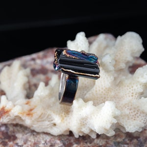 Black tourmaline ring: Witch crystal Jewelry