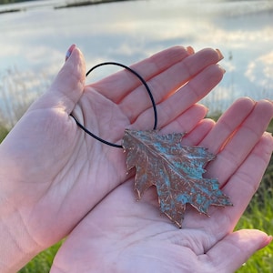 Oak copper pendant. Mori girl necklace.