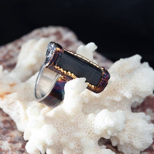 Black tourmaline ring: Witch crystal Jewelry