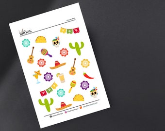 Cinco de Mayo Sticker Sheet, Fiesta Stickers, Mexican Heritage Sticker Sheet